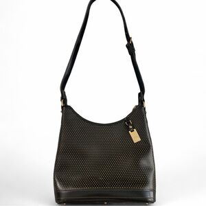 Dooney & Bourke Cabrio Cabriolet Black Perforated Leather Bag Vintage Made USA